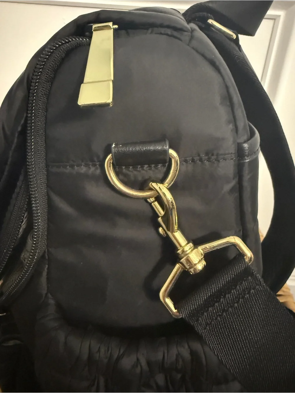 Happ Levy Baby Bag Backpack – Black with Gold-Tone Hardware